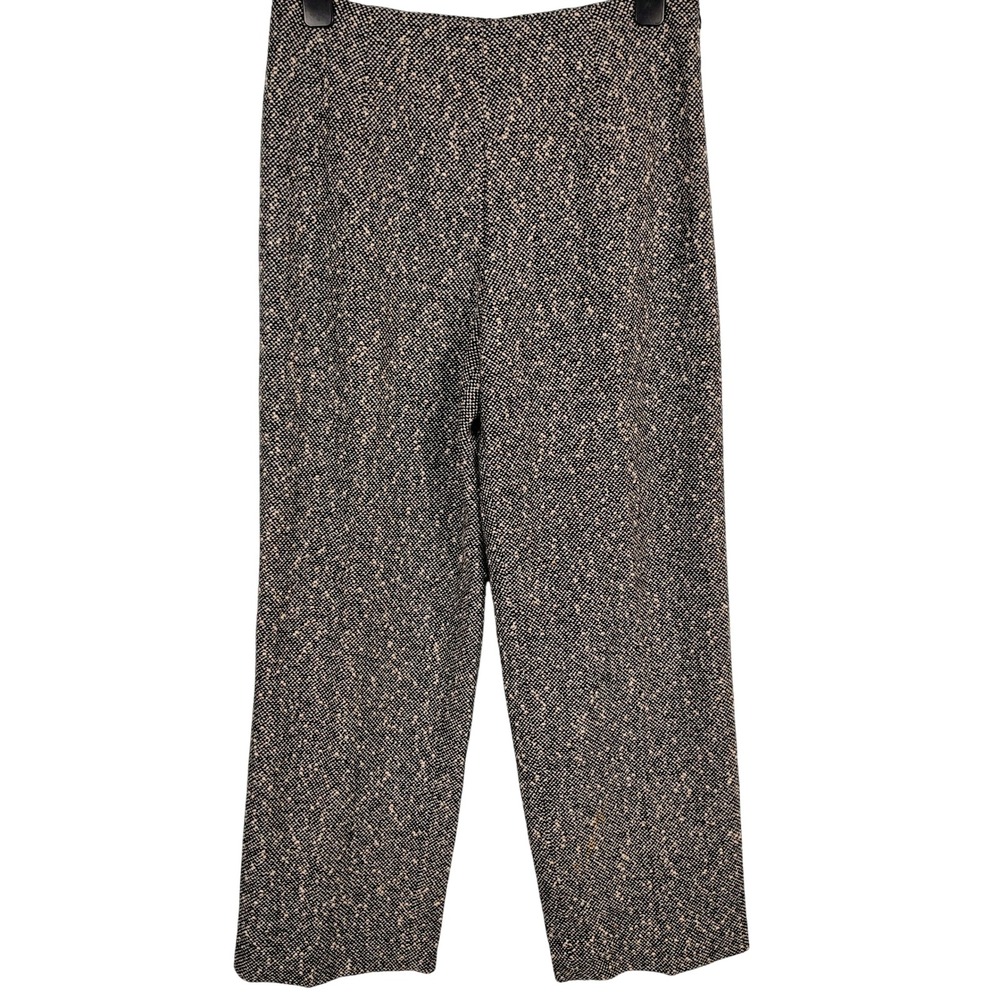Talbots Womens SZ 8P Tweed Wool Blend Trousers Black White Dark Academia Posh